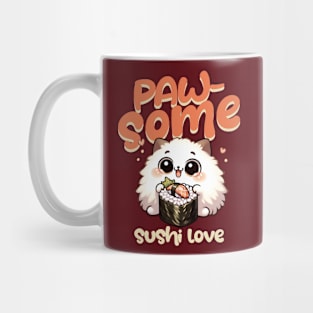 Paw-some Sushi Love Kawaii Cute Kitten Sushi Lover Mug